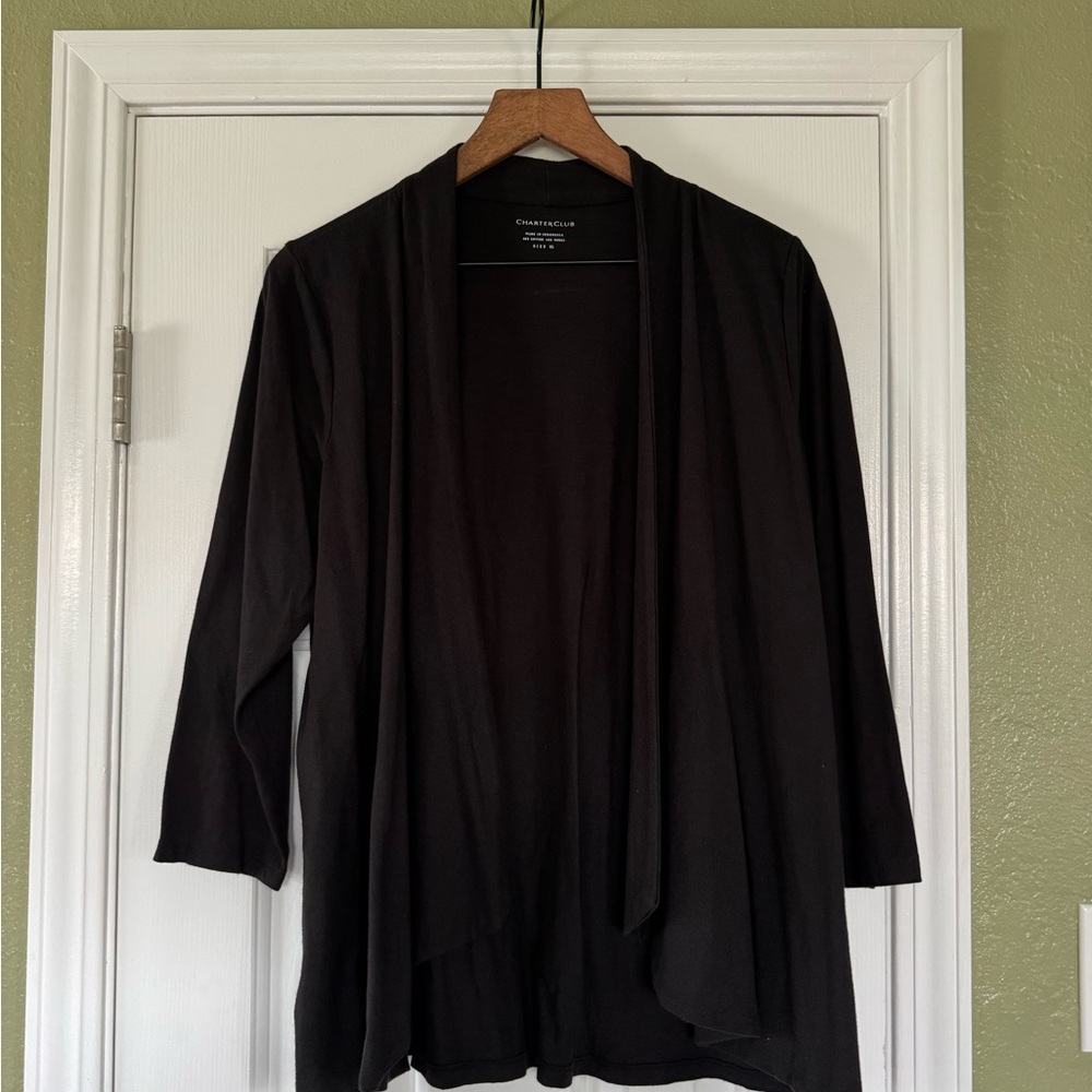 Cozy Charter Club Elegant Black Cardigan Sweater in xl